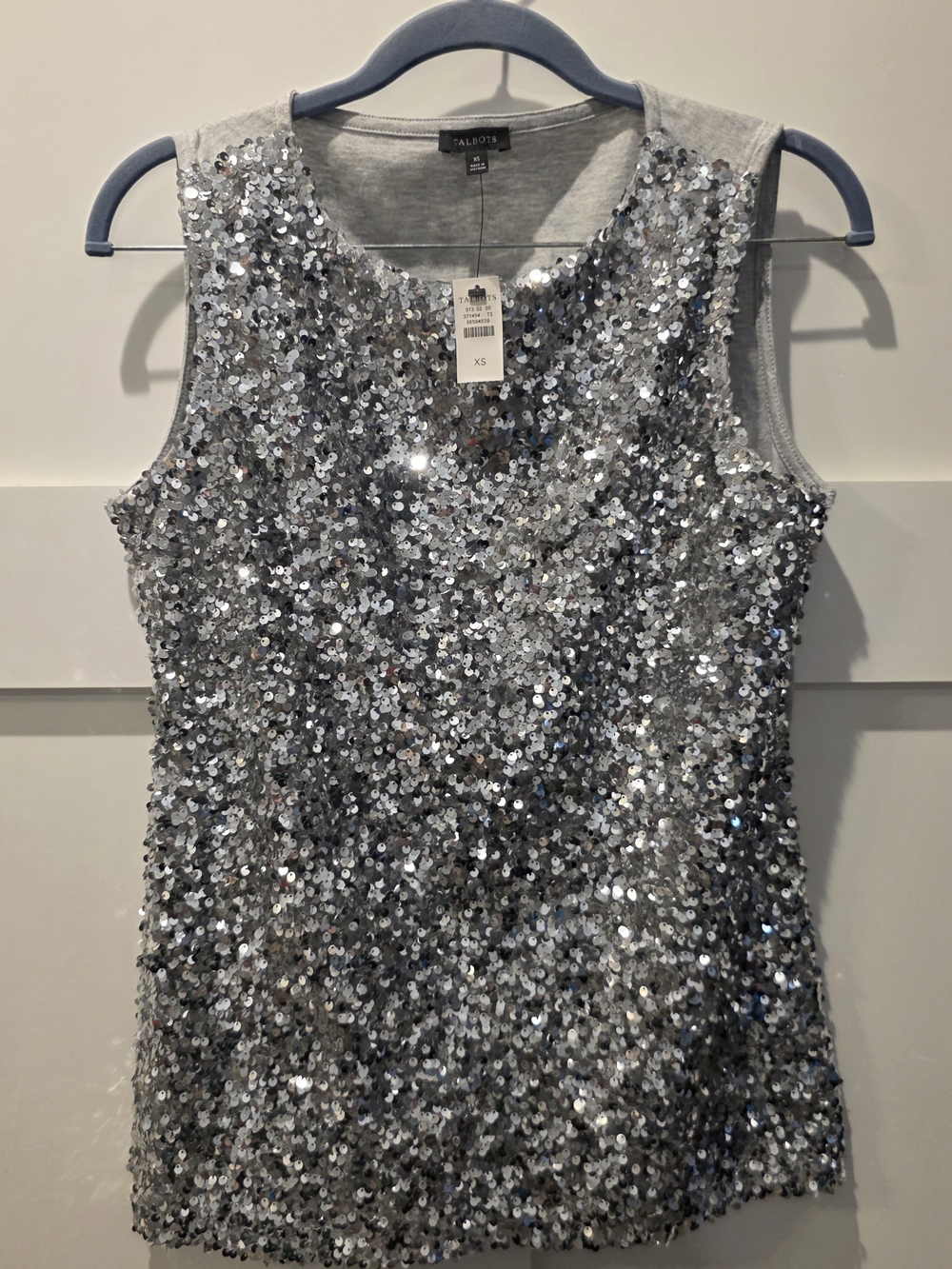 Talbots Silver Sequin Sleeveless Tank Top - XS